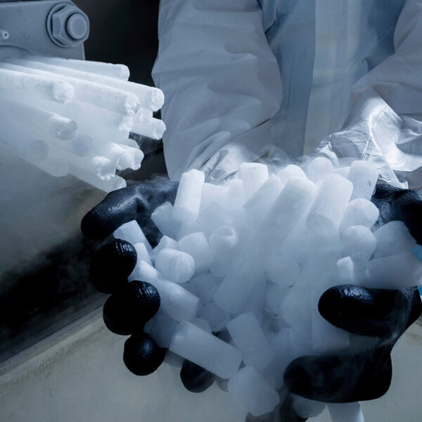 16mm Pellet from PM200D PM200D Dry Ice Pelletizer